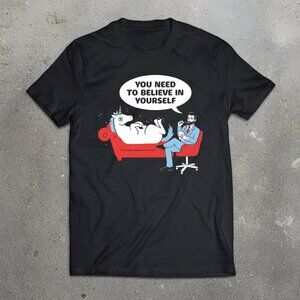 Funny Motivational Unicorn Therapy T-Shirt – Cute Humor Graphic Tee